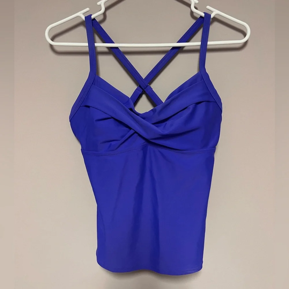 ATHLETA Twister TANKINI Top SWIM WEAR Blue 32 D/DD